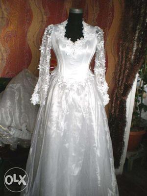 New white Christian wedding gown