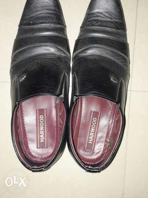 Pair Of Black And Red Leather Harwood Loafers
