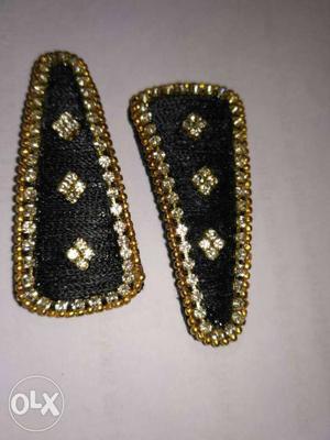 Pair Of Black And Silver Rhinestone Earrings