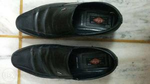 Pair Of Men's Lee Cooper Black Leather Shoes. Size 8 or 42.