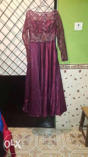 Purple Net Long Sleeved Satin Dress. Used Twice. Home