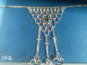 Silver Red And Blue Beaded Accessory