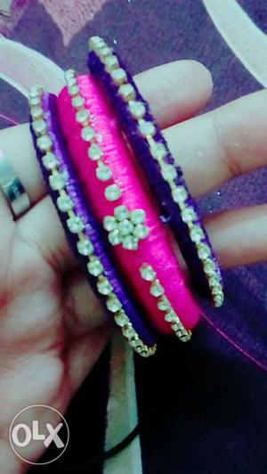 Simple And Ethnic Bangles #Pink and #Purple