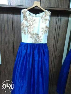 White blue brand new gown M size
