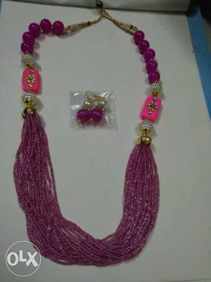 Womens Purple Beaded Multi Strand Necklace