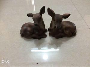 2 Brown Deer Figurines