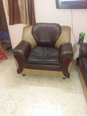 Black Brown Leather Sofa Chair