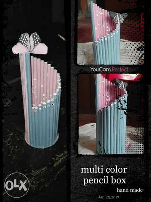 Blue And Pink Pencil Box