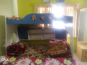 Blue Wooden Bunk Bed