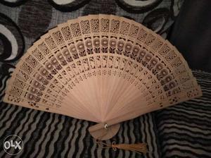 Brown Floral Handfan