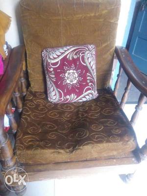 Brown Tan Wooden Rocking Chair