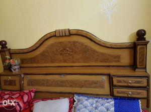Brown Wooden Headboard With Drawers