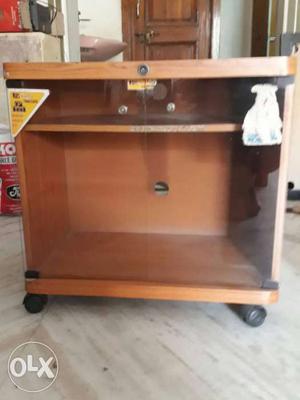 Brown Wooden Rolling Cabinet