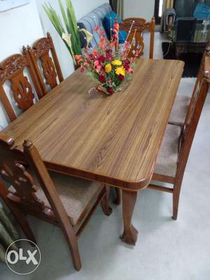 Dining Table with Six Chairs (Teakwood) Very Good