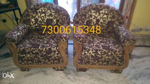 Nice look Black-and-brown Floral 5 Seater Sofa