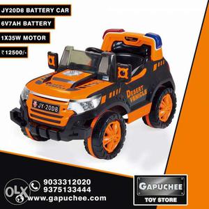 Orange And Black Desert Vehicle Ride On Toy Car