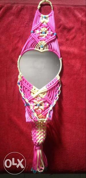 Pink And Beige Heart Mirror Frame