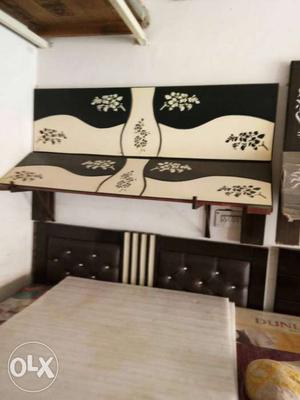 White And Black Floral Wooden Headboard with box size 6*6