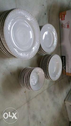 White Ceramic Plate And Saucer Lot