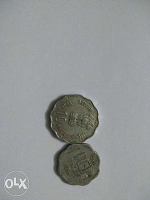 2 Grey Scalloped Coins