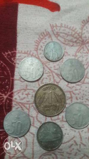 2 Silver 10 Indian Paise Coins