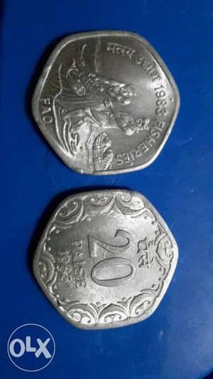 20paise coin  fisheries image in back which