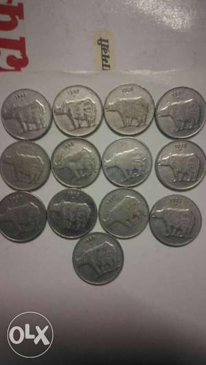 25 Paise coins with genda picture year  to