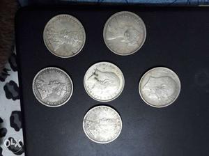 6 Silver Round Coins (Year  &