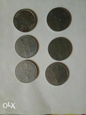 Old 25 paise coins rhino on back