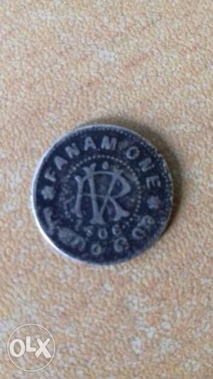 Old antique ravi varma coin silver one fanam