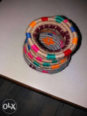 Pink, Red, Blue And Brown Layered Bangles