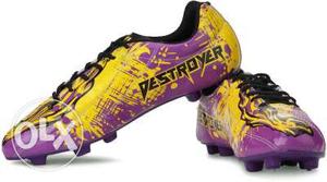 Purple And Yellow Destroyer Cleats for Boys (size:- 7)
