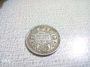 Silver Half Rupee India  Round Coin