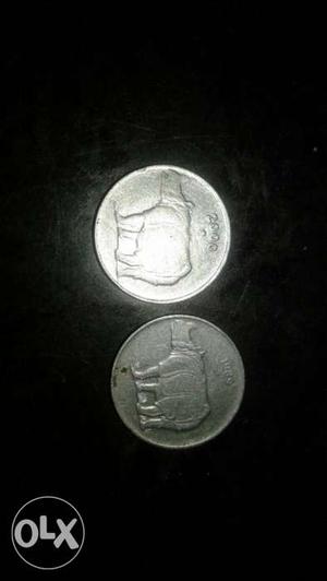 Two 25 Indian Paise Silver Coins