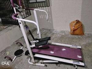 White-purple-and-black Treadmill