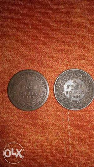 1/2 pice coin two coin diffrent back picture