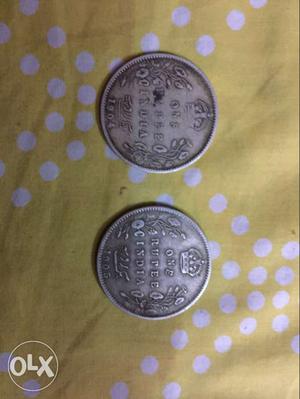 2 one rupee coin edward 7th  king &