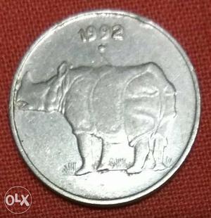 25 paisa coin  with Genda rhino