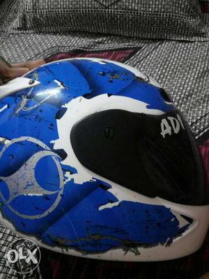 Blue And White Full Face Helmet