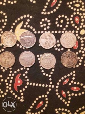 Eight 25 Indian Paise