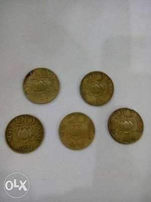 Five 20 Paise lotus coins for Rs.600 only.