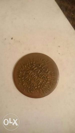 Half Anna Indian Coin