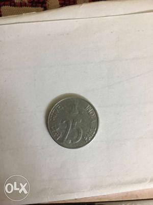 Silver 25 Round Paise