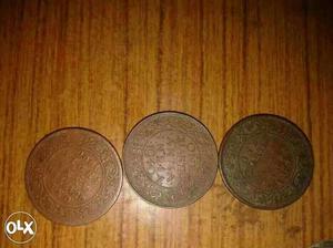 Three 1 Quarter Indian Anna Coins