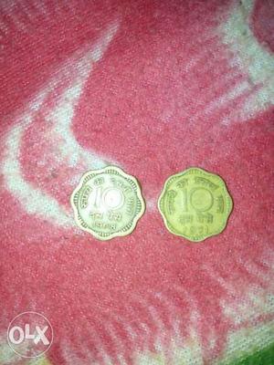 Two 10 paise Indian Coins