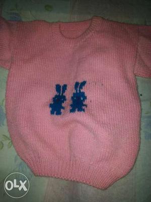 Baby pink woolen sweater for cute girls upto 2 to