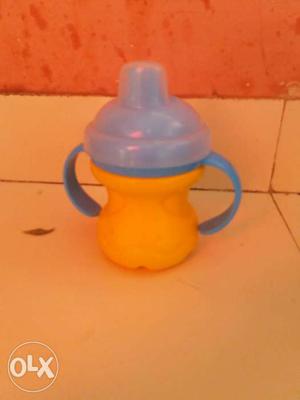 Baby's Yellow And Blue Feeding Bottle
