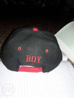 Black And Red Boy Print Snapback Hat