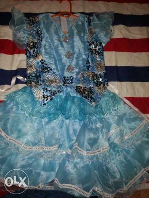 Blue frock for kids age 5 to 6yr... hardly