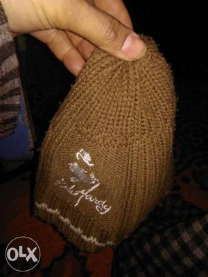 Brown And White Knit Cap